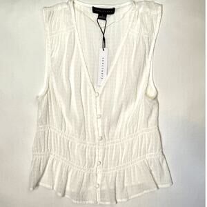 Sanctuary Ivory Textured Sleeveless Peplum Blouse NWT